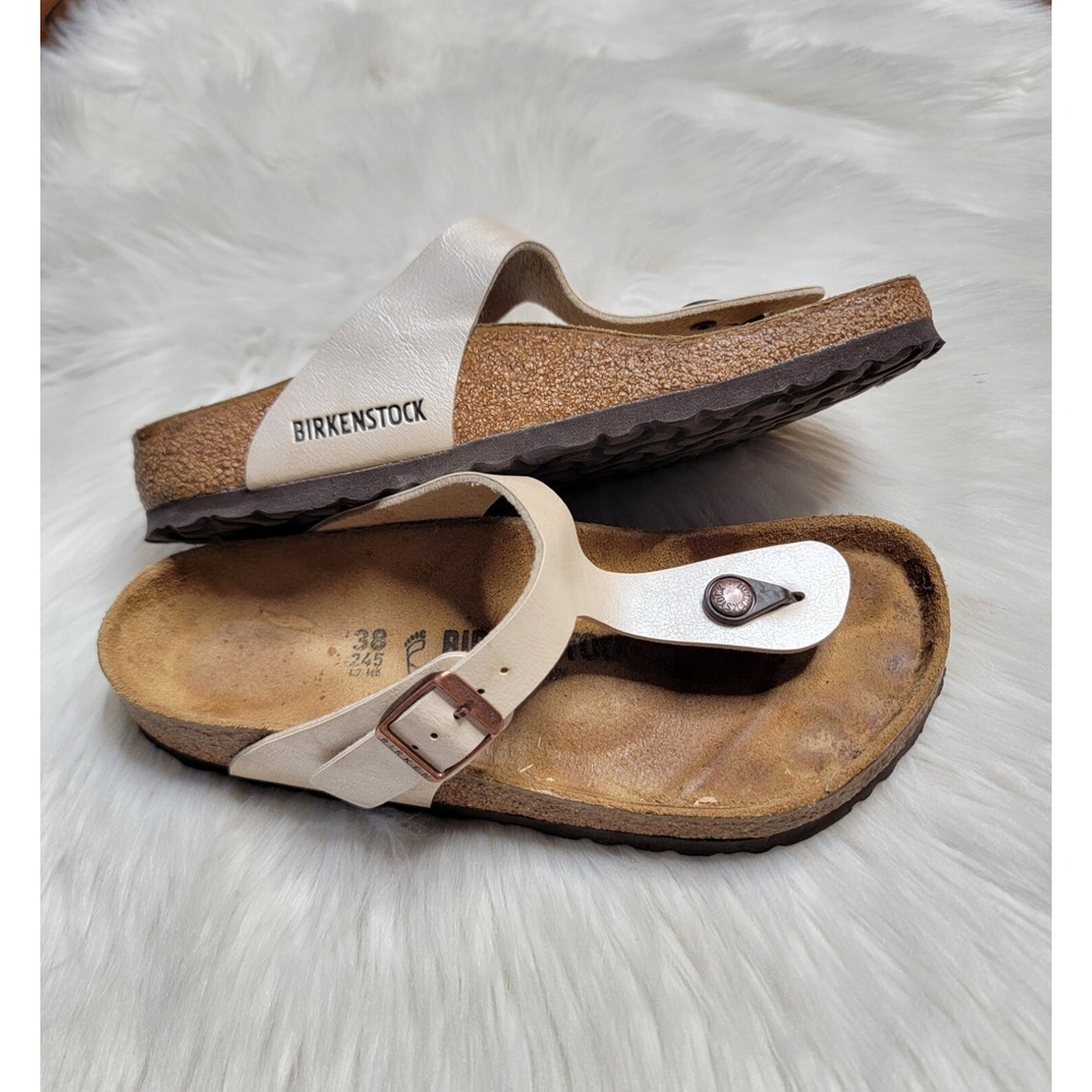 Birkenstock Gizeh Sandals Euro size 38 US Women's Size 7 Pearl Cream